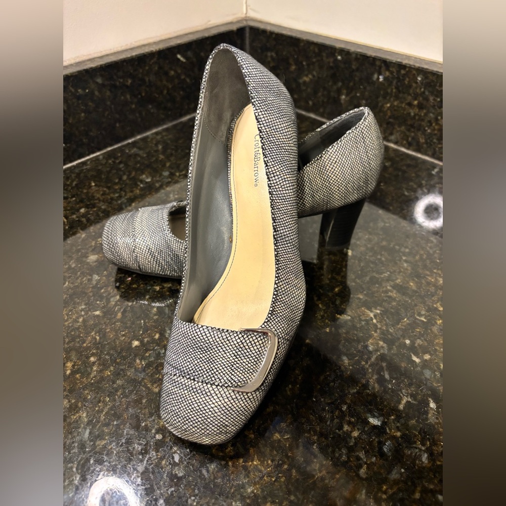 CROFT & BARROW Black & Gray Textile Heels